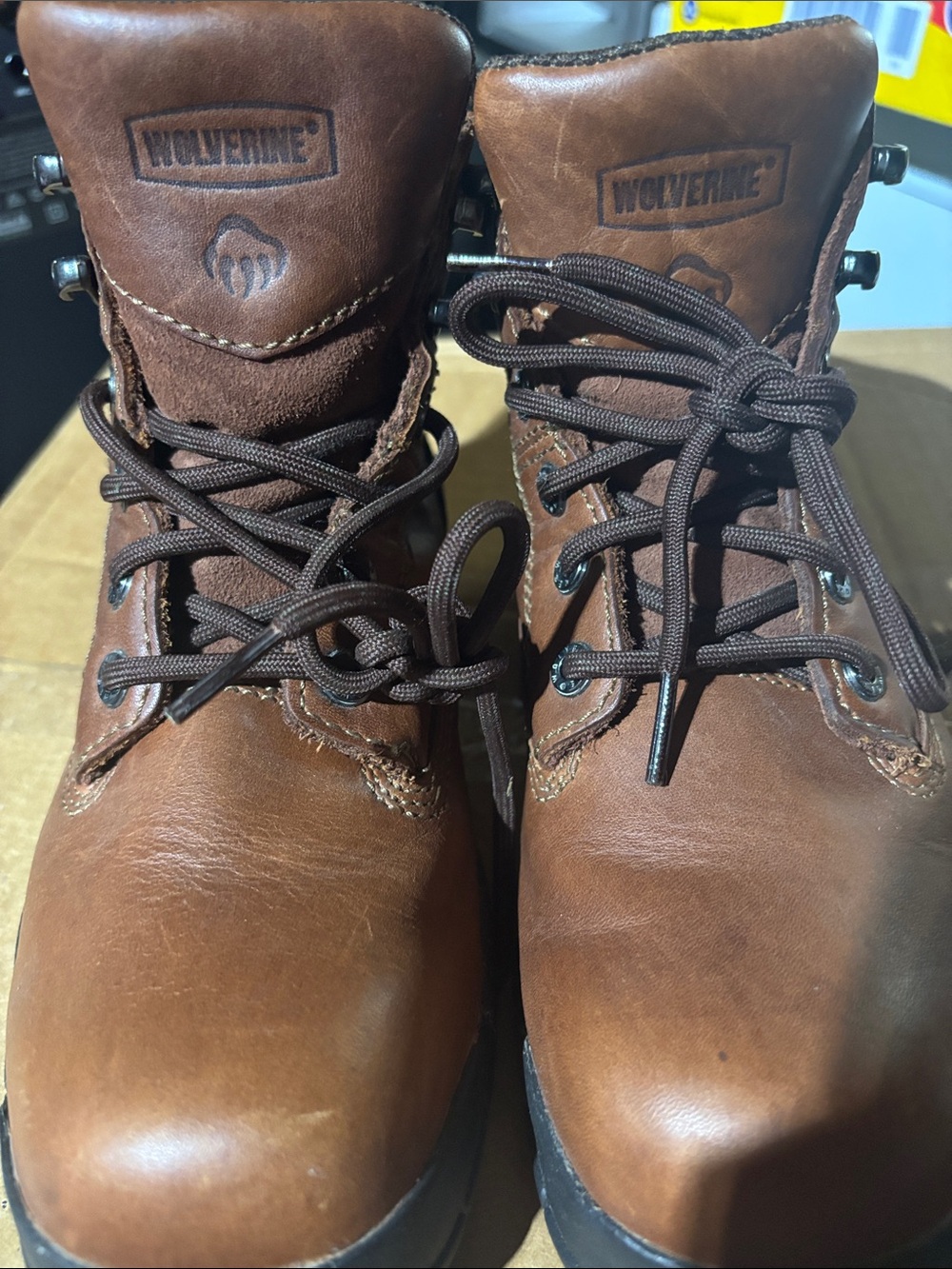 Wolverine Brown Leather Lace-Up Work Boots